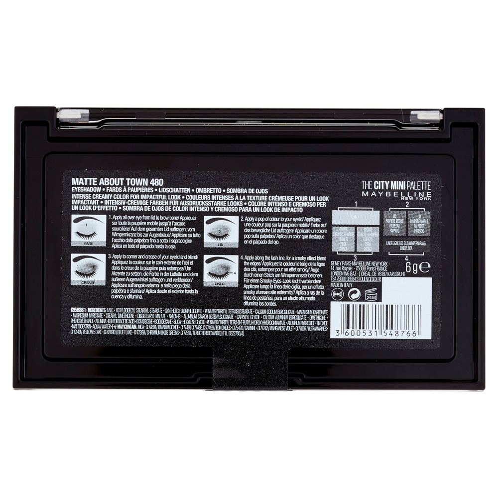 Maybelline New York The City Mini Palette, Pigmenti Puri, 480 Matte About Town